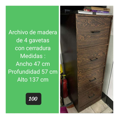 Archivo De Madera De 4 Gavetas