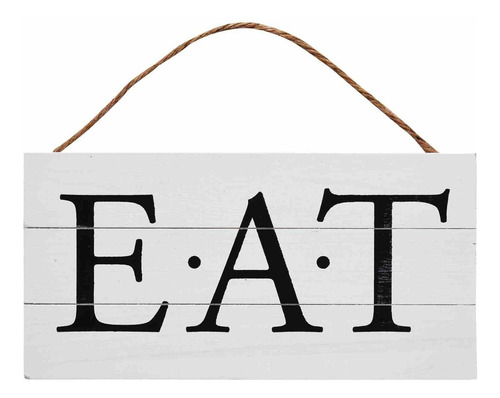 Letrero Colgante Eat Wood Plank Para Cocina 13.75 X 6.9...