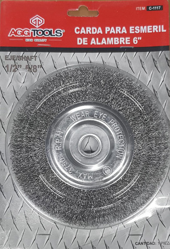 Carda Circular Alambre Cepillo Esmeril 6 Pul Entrada 1/2