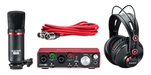 Scarlett 2i2 Focusrite Estudio Mic + Interface + Xlr + Fono