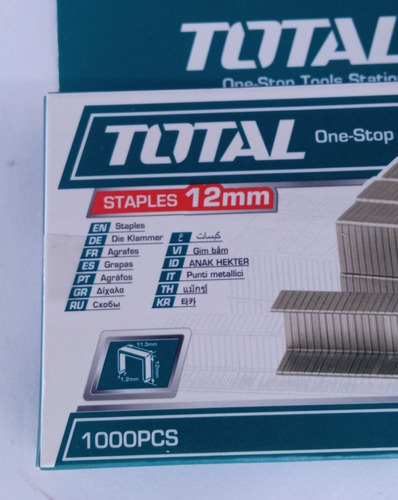 Grapas Tapicería Marca Total Corona Plana Acero Inox 12 Mm 