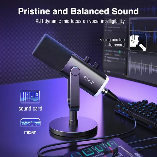 Microfono Dinamico Fifine Xlr / Usb Para Grabacion De Podcas Black