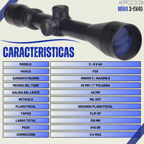 Mira Telescópica 3-9x40 Aire Comprimido Anillas 11 O 21mm P.