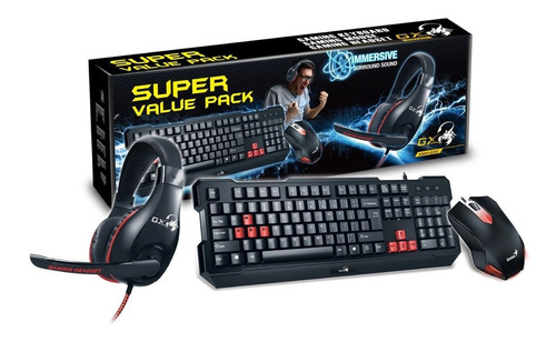 Combo Gamer Genius Gx Kmh 200 Teclado Mouse Auricular Gaming