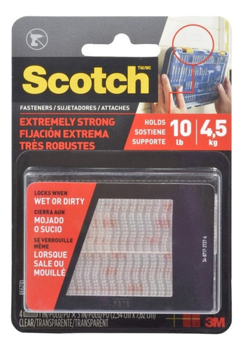 3m Scotch 4 Sujetadores Extreme Transparente 2.5cm X 7.6 Cm