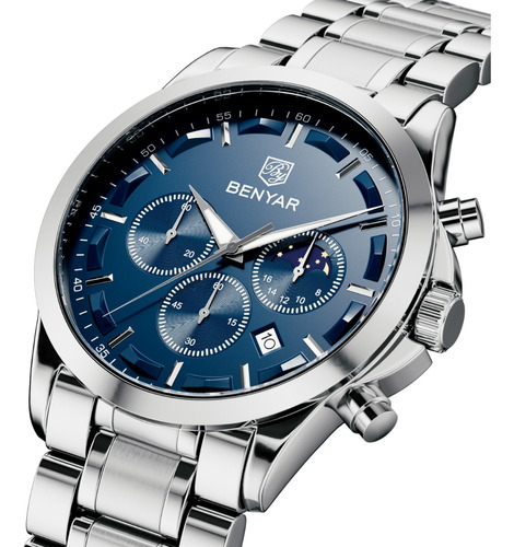 Relojes Para Hombre De La Marca By Benyar, Correa Plateada D