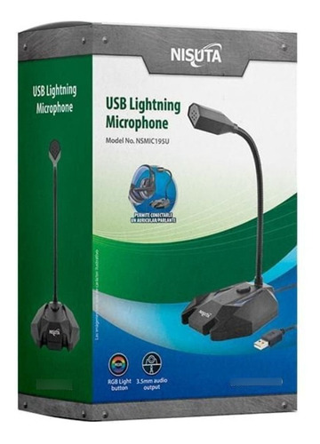 Imagen 7 de 9 de Microfono Gamer Nisuta Nsmic195u Usb Led Rgb Control Mute