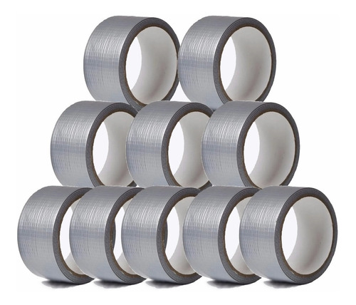 Kit 10 Fita Silver Tape Multiuso 48mm X 5m Prata Beltools