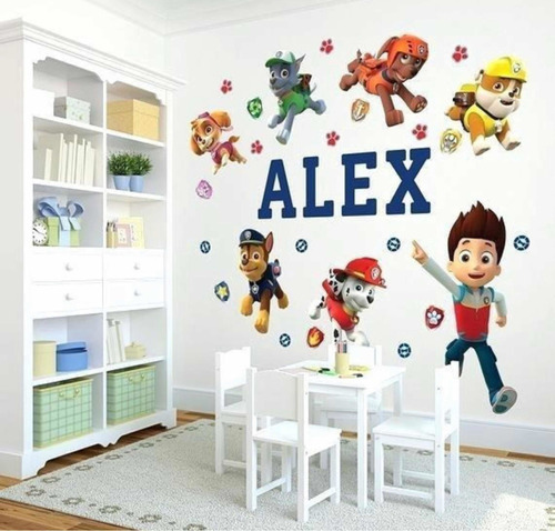 Vinil Decorativo Paw Patrol Con Nombre Personalizado Mod.pp1