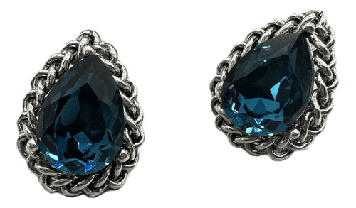 Aretes Gema Azul Diseño Coreano Accesorios Tendencia (12pz)