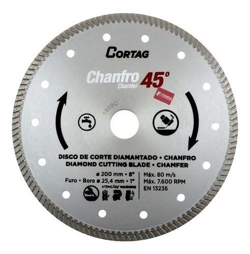 Disco Diamantado D.200xd.25.4 Mm Para Chanfro Cortag