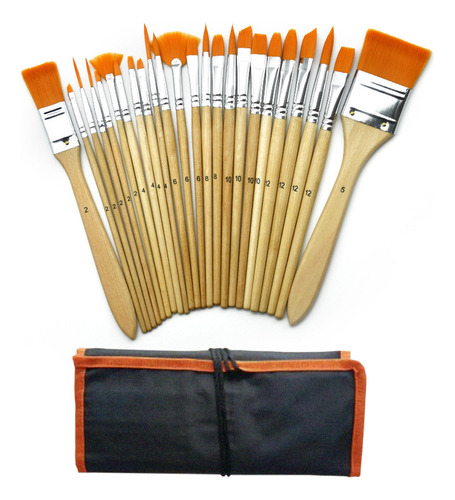 Kit 24 Brochas Pincel Gadnic Pintura Arte Acrílico Acuarela