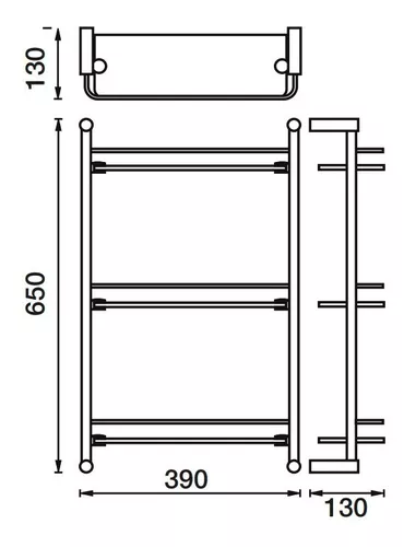 Organizador Repisa Baño 3 Niveles medida 55 x 25 x 150