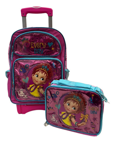 Fancy Nancy Mochila Rueditas Y Lonchera Primaria Escolar