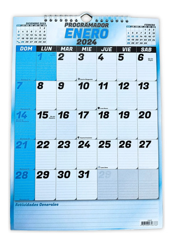 Calendario Programador Mensual Grande De Espiral