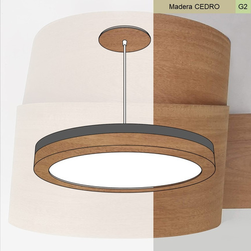 Lampara Techo Colgante Dual 42x6 30w Tubo Madera G2 + Color