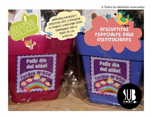 Souvenir Ecologico Educativo Maceta Tierra Y Semillas Huerta