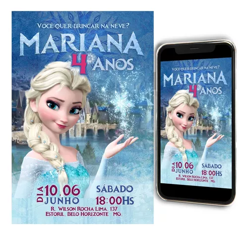 Convite Virtual Digital Personalizado Frozen Elsa