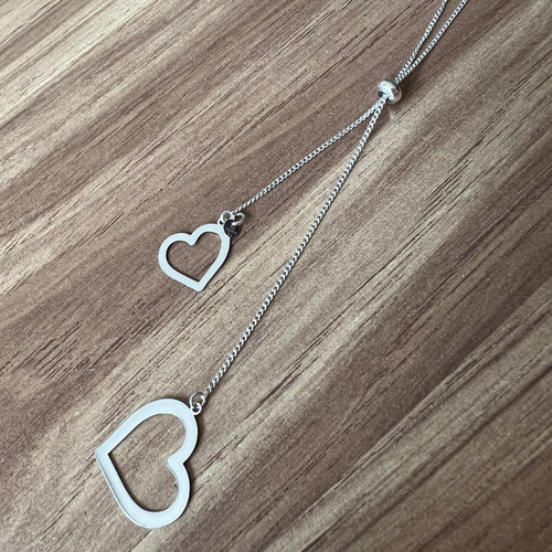 Collar Corbatero De Plata 925 Dijes De Corazón Agálea Mujer
