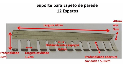 Porta Espeto Parede Em Inox Para Pendurar 12 Espetos 2 Unid