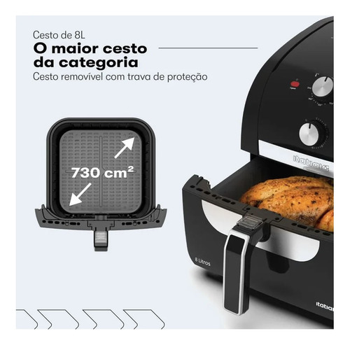 Fritadeira Air Fryer Itatiaia 8 Litros Preta Afita1003 127