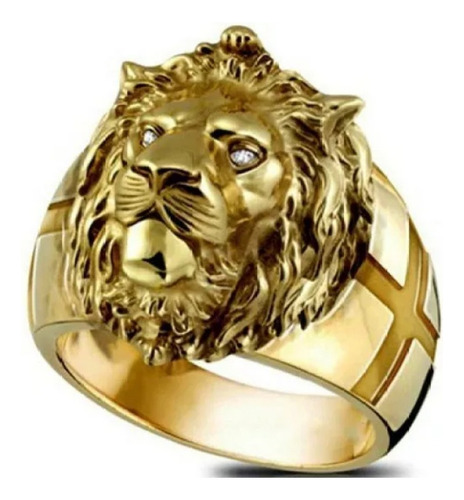 2025 Anillo De Hombre Con Cabeza De León Chapado En Oro