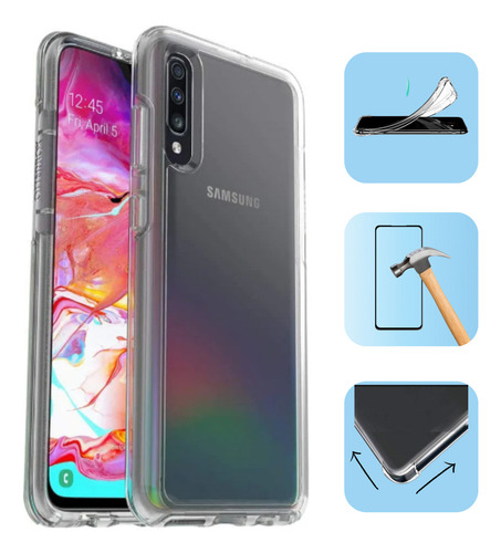 Funda Para Galaxy A50 Con Mica Varios Modelos Antigolpes Transparente Acrygel Con Mica