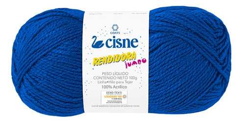 Lana Cisne Rendidora Jumbo X 5 Ovillos - 500gr Por Color Color Azul Francia 06040