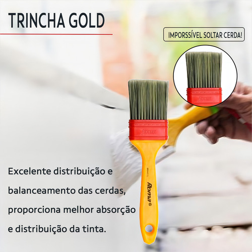 Brocha aplicadora Gold Brush 1.1/2 negra Roma Kit C/6