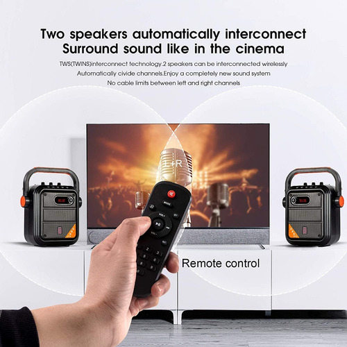 Altavoz Portable Con 2 Micrófonos Inalámbricos Para Karaoke