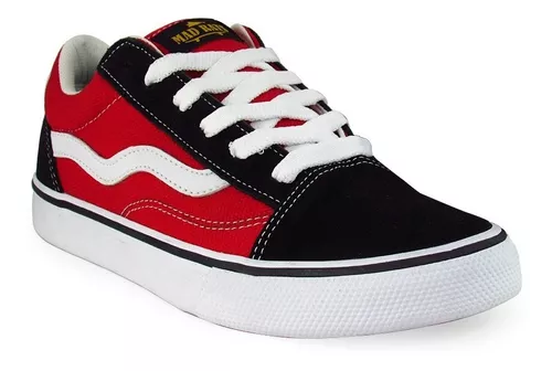 Tenis Mad Rats Old School Preto com Vermelho - Lace Sneakers