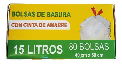 Caja Bolsas De Basura 15 Lts C/amarre Antiderrame (80 Unid)