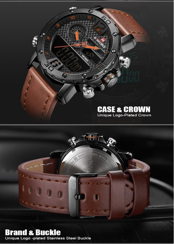 Relógio Masculino Militar Esportivo Naviforce Pulseira Couro