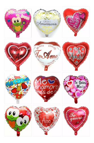 Pack 10 Globos Metálicos Amor San Valentín + Palo Sujetador 