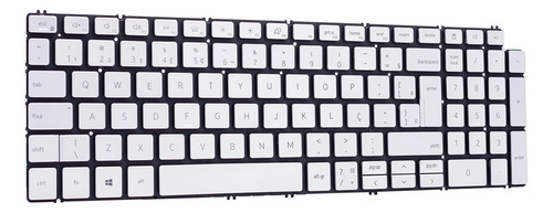 Teclado Iluminado Para Dell Inspiron I15-5590 I15-5584 Prata Idioma Português Brasil