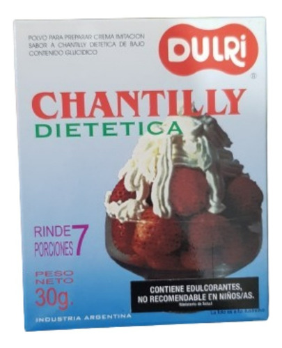 Crema En Polvo Chantilly Dietética 7 Porc Dulri Postre X3