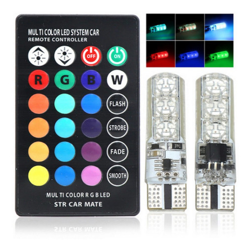 Imagen 1 de 10 de Par Focos T10 Rgb Con Estrobo Control Remoto Led Pellizco F1