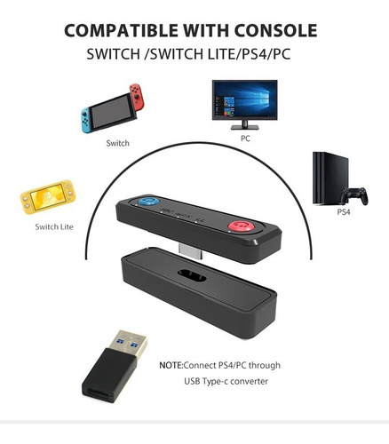 Transmisor Bluetooth Audio Ps4 Ps5 Switch Para 2 Audífonos