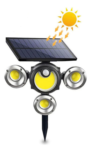 Foco Solar De Exterior 4 Paneles Led Ajustables C/sensor Mov