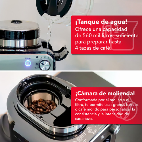 Cafetera Eléctrica Con Molino Rca Rc-caf4 Color Negro Negro