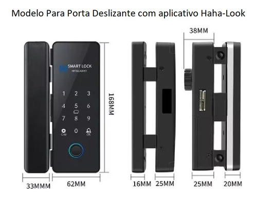 Fechadura Digital Porta Vidro A Prova D'agua Biometria Arbnb
