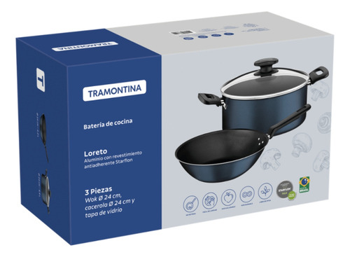 Batería De Cocina Tramontina 27899/415 Loreto 3pzas Azul End