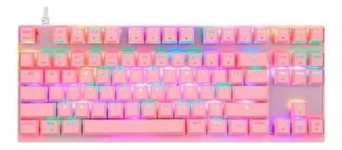 Teclado gamer Motospeed CK82 QWERTY Motospeed Blue inglés US color rosa con luz RGB