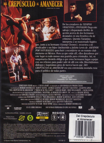 Imagen 2 de 3 de Del Crepusculo Al Amanecer Quentin Tarantino Pelicula Dvd