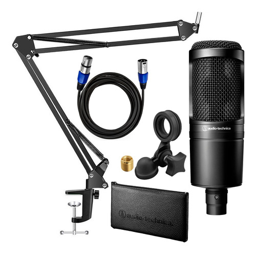 Microfone Audio-technica At2020 + Braço Suporte + Cabo Xlr