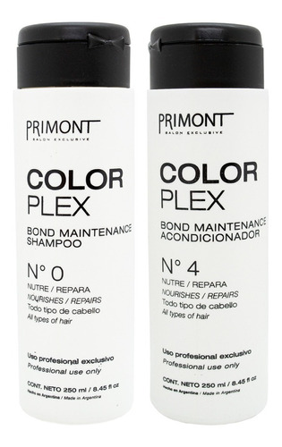 Primont Color Plex Shampoo Enjuague Reparación 250ml 6c