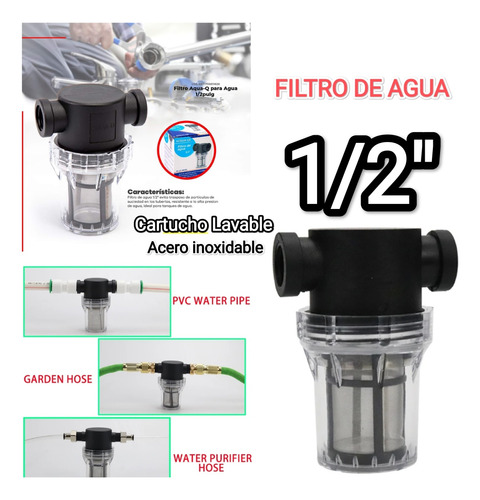 Filtro De Agua Para Tanque 1/2  Pulgadas Filtro Lavable 