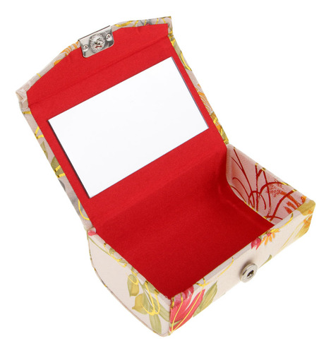 Caja De Lápiz Labial Floral Brocado Con Estuche Con Espejo