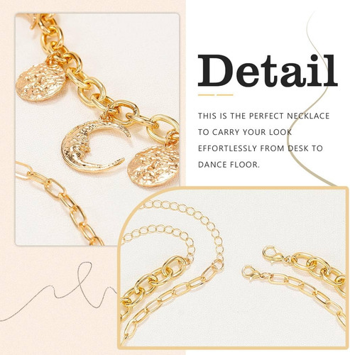 Ajacity Gargantilla En Capas Collares Con Colgante De Luna D