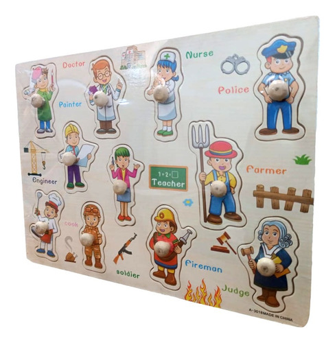 Encastres De Madera Profesiones Puzzle Didactico     